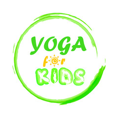 Yoga for kids poster vector illustration. Minimalistic design.
