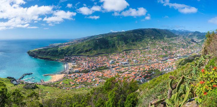 Aerial view on Machico bay, Madeira Island, Portugal