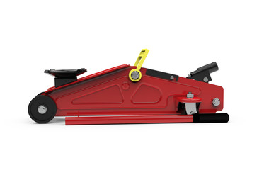 Naklejka premium Red closed hydraulic floor jack