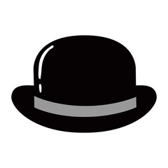 Bowler Hat Flat Icon. Vector Illustration.