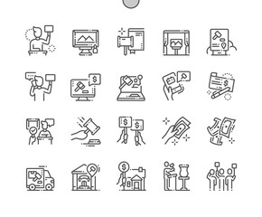 Auction Well-crafted Pixel Perfect Vector Thin Line Icons 30 2x Grid for Web Graphics and Apps. Simple Minimal Pictogram
