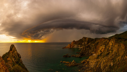 Stormy sunset over the sea