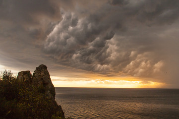 stormy sunset over the sea