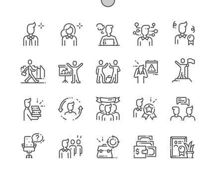 Office Workers Well-crafted Pixel Perfect Vector Thin Line Icons 30 2x Grid for Web Graphics and Apps. Simple Minimal Pictogram