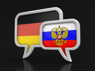 Speech bubbles with flags. Image with clipping path