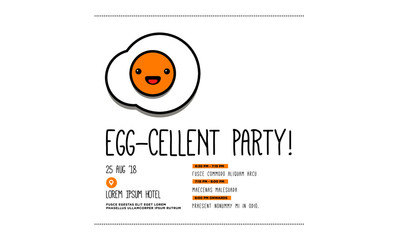 Invitation Design with Fried Egg Vector Illustration Where and When Details