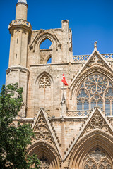 front of Lala Mustafa Pasha Mosque in Turkey