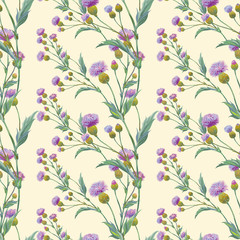 Decorative composition of persian cornflowers. Seamless background pattern #1
