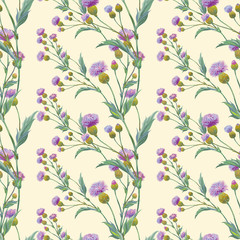 Decorative composition of persian cornflowers. Seamless background pattern #1