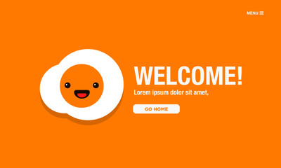 Welcome Page Design With Fried Egg Illustration