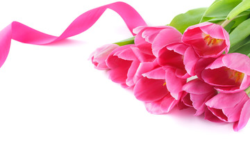 Bouquet of pink tulips for Valentine's or Mother's Day