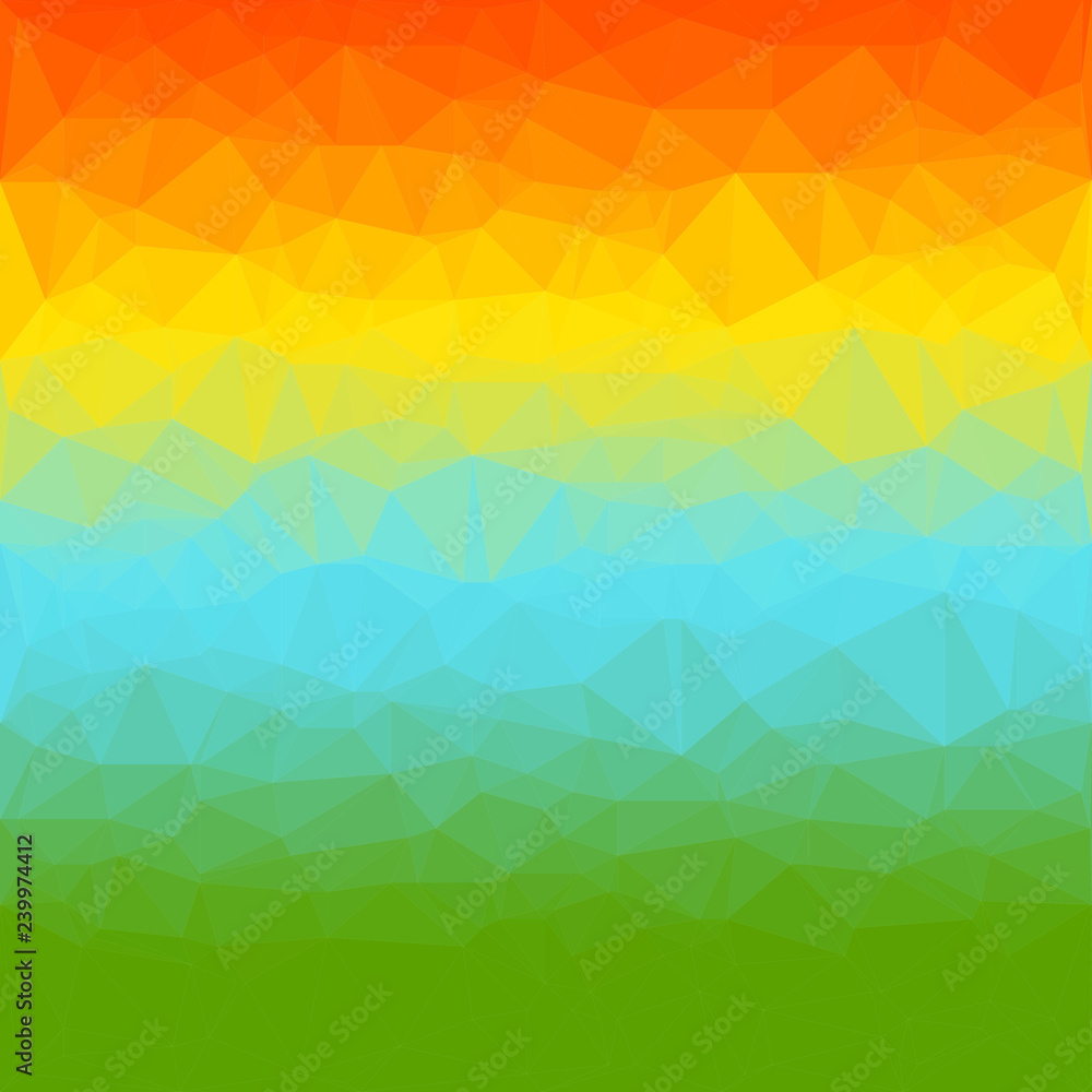 Aufkleber abstract polygon background with colors of sunset, clouds and grass. pattern composed of triangles.