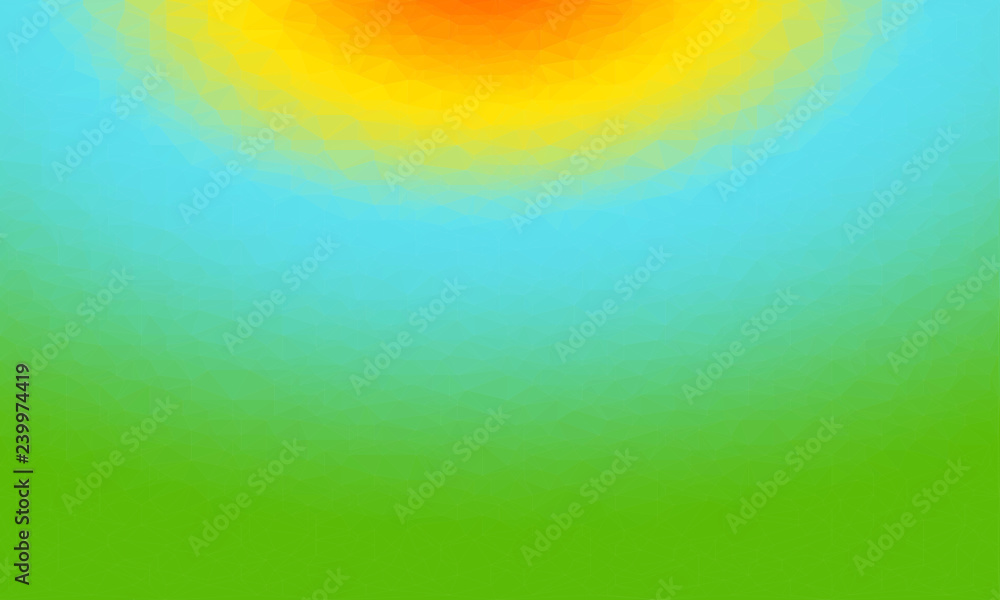 Aufkleber abstract polygon background with colors of sunset, clouds and grass. pattern composed of triangles.