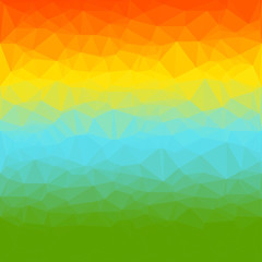Fototapeta premium Abstract polygon background with colors of sunset, clouds and grass. Pattern composed of triangles.