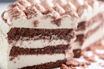 Cut cake close up.