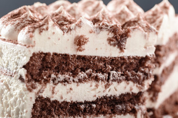 Cut cake close up.