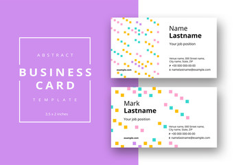 Trendy minimal abstract business card template. Modern corporate stationery id layout with geometric pattern. Vector fashion background design with information sample name text.