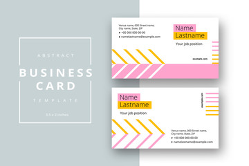 Trendy minimal abstract business card template. Modern corporate stationery id layout with geometric pattern. Vector fashion background design with information sample name text.
