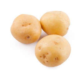 raw yellow potato isolated on white background