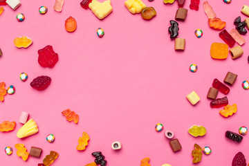marmalade candy or gum on a color background
