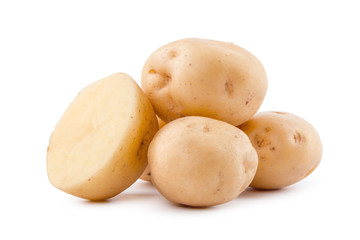 raw yellow potato isolated on white background