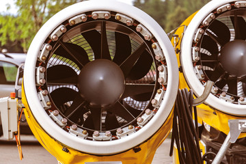 Professional snow making machine close up. Big Snow Cannon