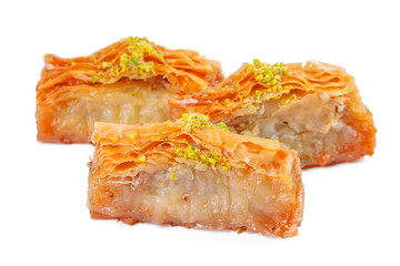 Turkish Ramadan Dessert Baklava isolated on white