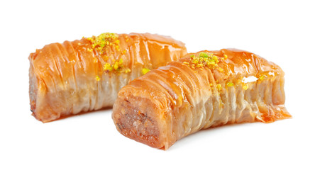 Turkish Ramadan Dessert Baklava isolated on white
