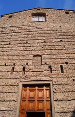 Facade of an ancient church in the center of Pistoia; Italy