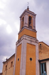Fototapeta na wymiar Bell tower of Madonna Del Carmine church, Pistoia, Italy