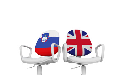 Slovenia and Great Britain business chairs. Internationl relationship concept. 3D Rendering