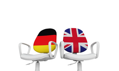 Germany and Great Britain business chairs. Internationl relationship concept. 3D Rendering
