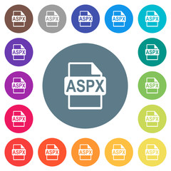ASPX file format flat white icons on round color backgrounds