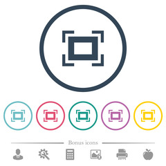 Full screen flat color icons in round outlines