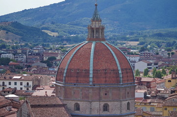 Fototapeta premium Aerial view of Pistoia with the dome of the Basilica of Santa Maria humility, Pistoia, Tuscany, Italy