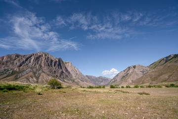 Edge of the Song Kul plateau in Kyrgyzstan