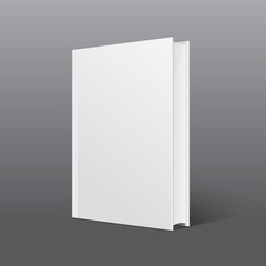 Realistic white book with a blank cover. Mock up of rotated book