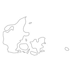 Denmark - solid black outline border map of country area. Simple flat vector illustration.