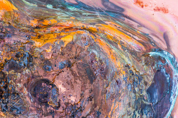 Surreal corrosion pattern. Copper and iron