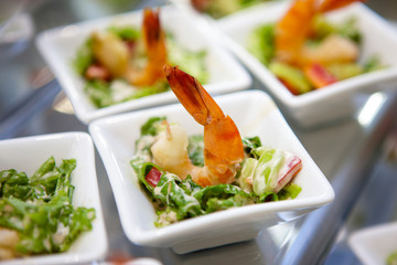Greek healthy salad with shrimps