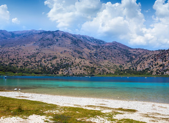 Lake Kournas at Crete island in Greece