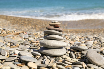 stack of stones on the beach