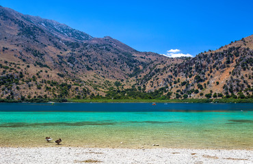 Lake Kournas at Crete island in Greece