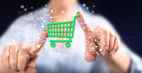 Woman touching an e-commerce concept