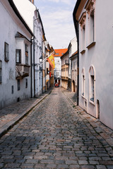 Fototapeta na wymiar Road in historical center of Bratislava, Slovakia