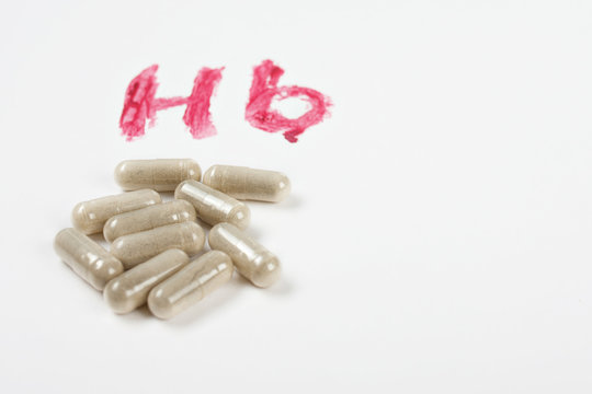 Isolated  photo  focused on  iron pills for increasing Hb in blood 
