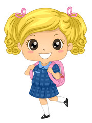 Kid Girl Australia School Uniform Illustration
