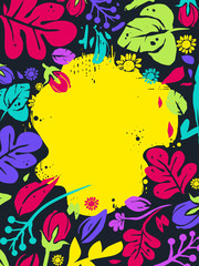 Floral Tropical Frame Background Illustration