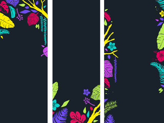 Stencil Tropical Banners Background Illustration