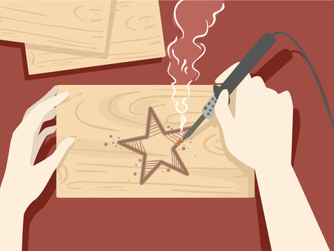 Hands Wood Burning Illustration